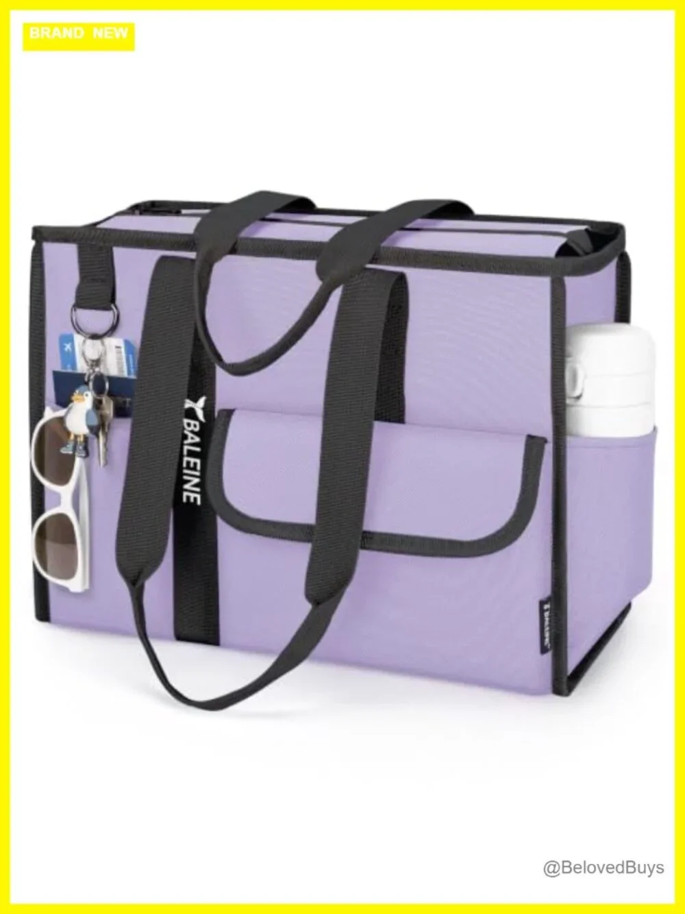 Large Utility Tote Bag with Reinforced Bottom, Multi Pockets Foldable for